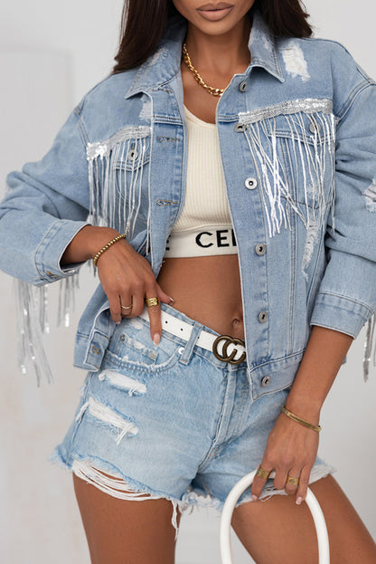 Long Sleeve Button-down Denim Jean Jacket