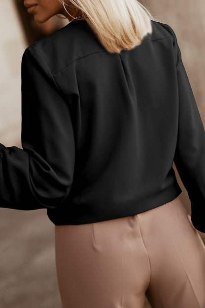 Long Sleeve Pleated, Button-down Blouse