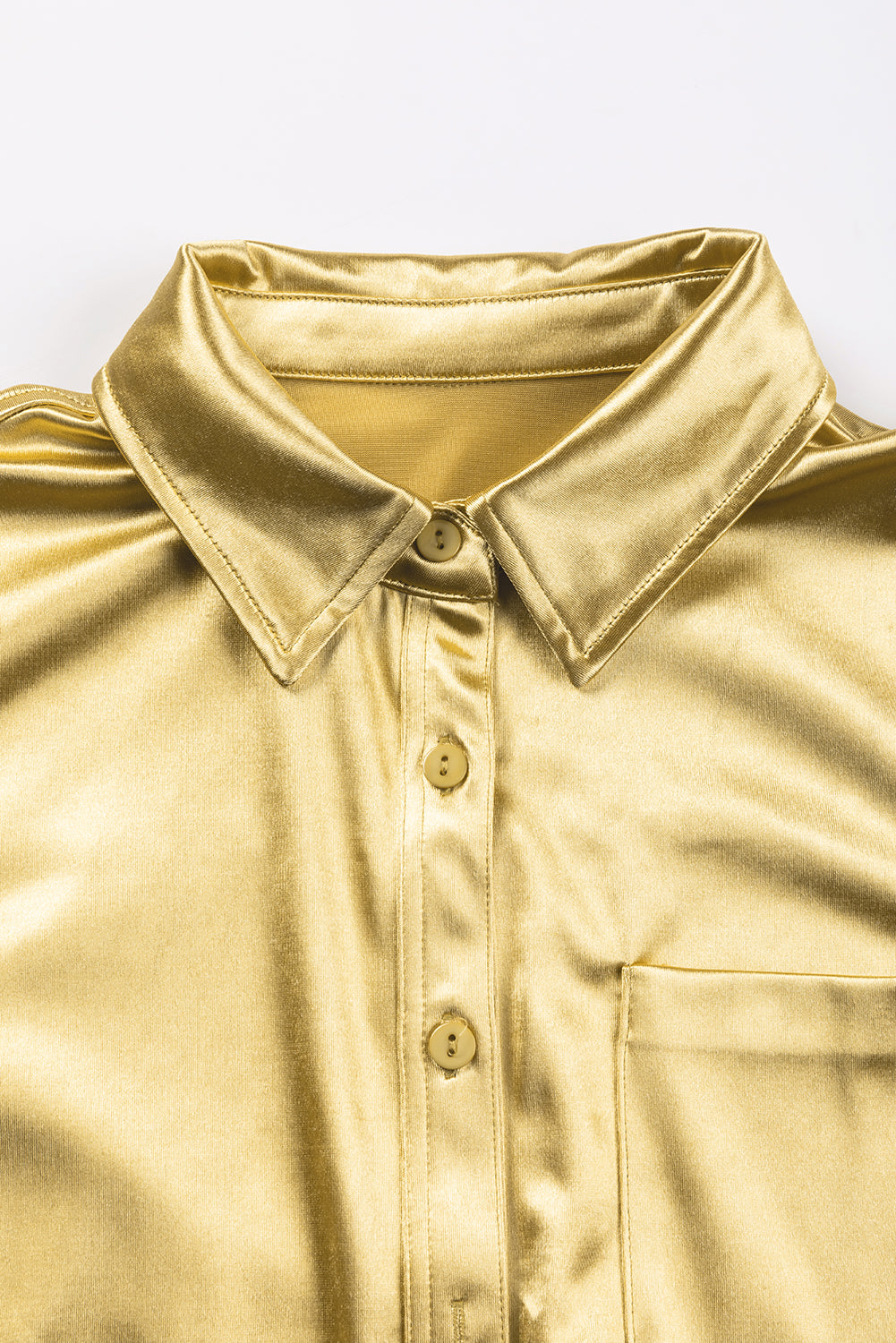 Gold Metallic Luster Chest Pocket Shirt