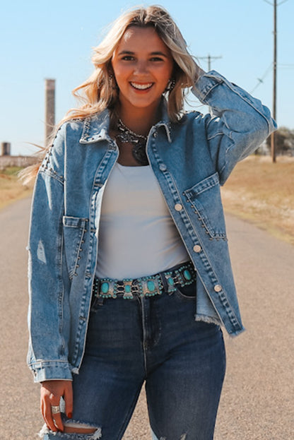 Long Sleeve Button-down Denim Jean Jacket