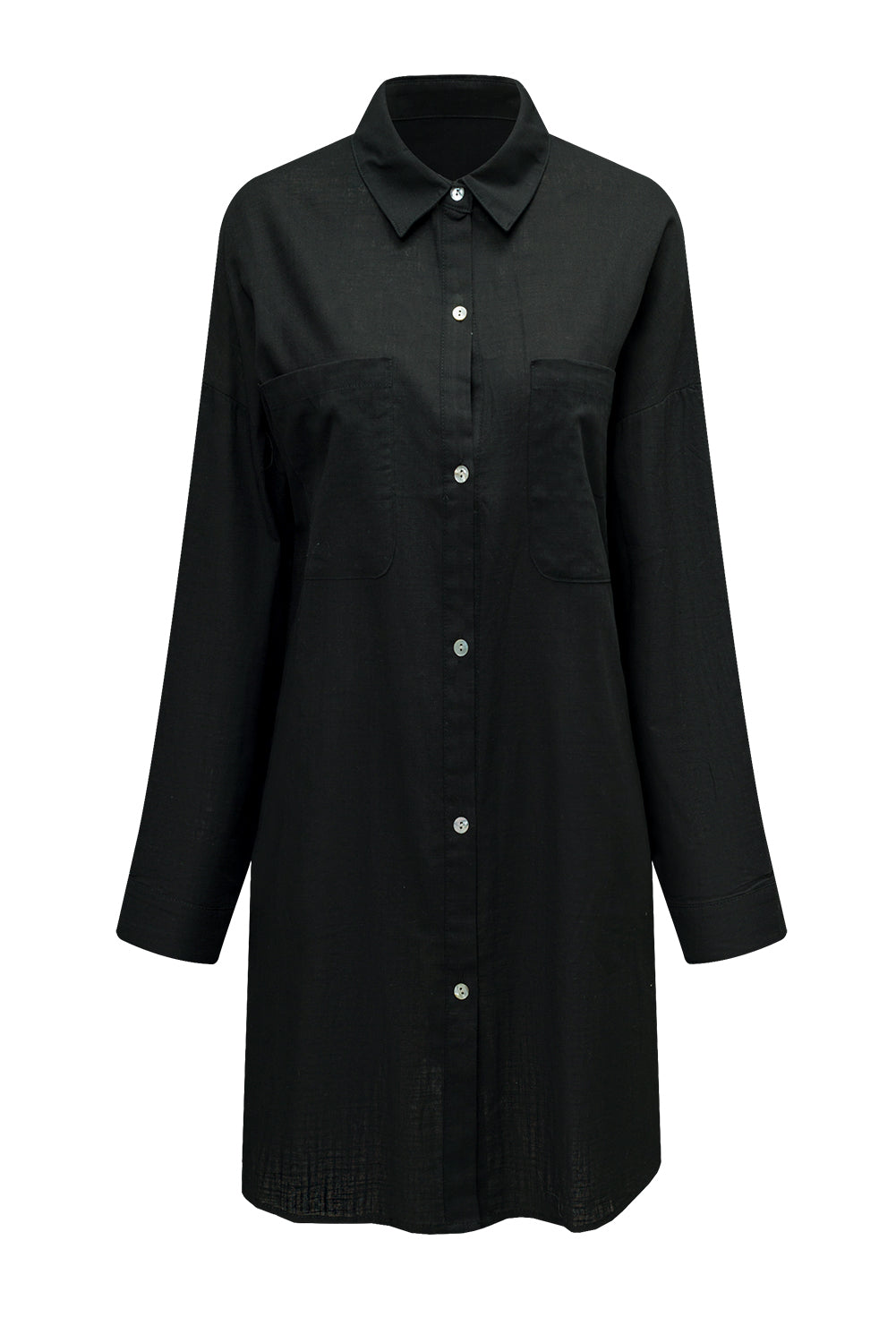 Long Sleeve Button-down Beach Cover-up