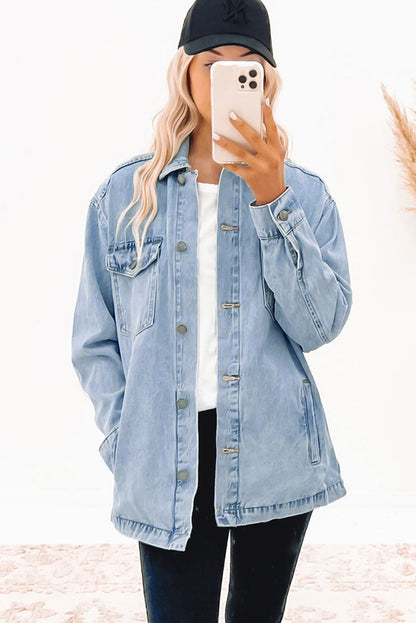 Long Sleeve Button-down Denim Jean Shirt