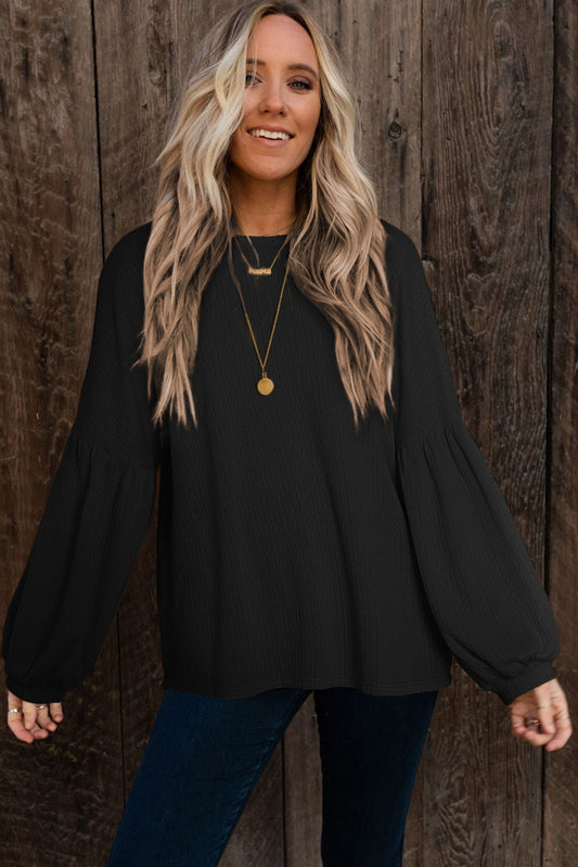 Long Sleeve Crew neck Black Top