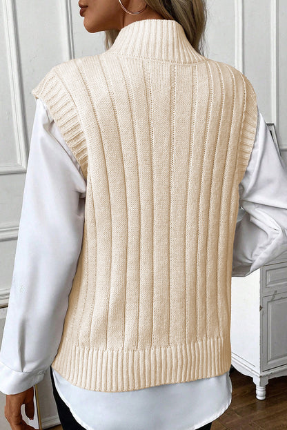 Cap Sleeve Off White Cable Knit Sweater