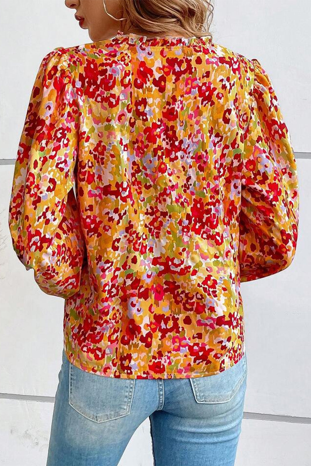 Long Sleeve Floral Print V-neck Top