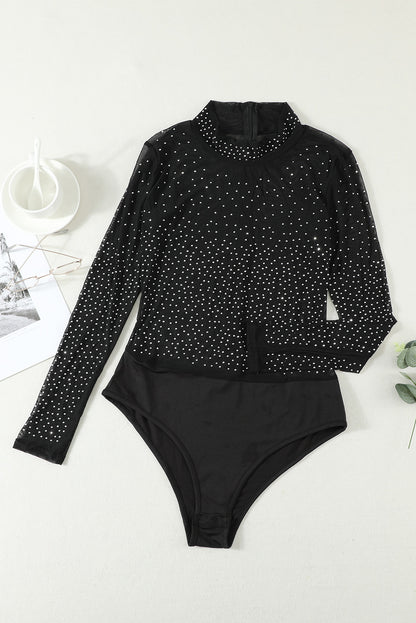 Long Sleeve Sheer Studded Bodysuit