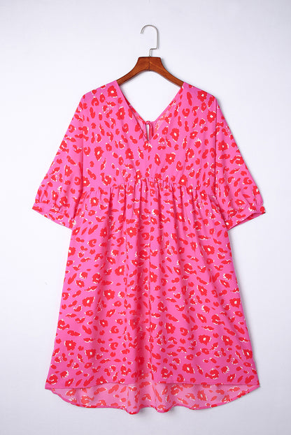 Plus Size Short Sleeve Floral Print Mini Dress