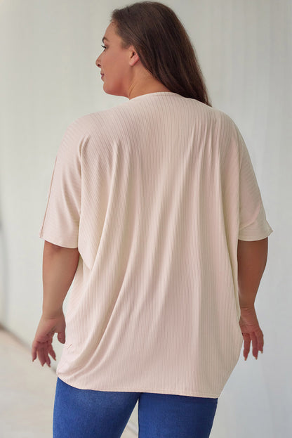 Half Sleeve Open Front Plus Size Cardigan