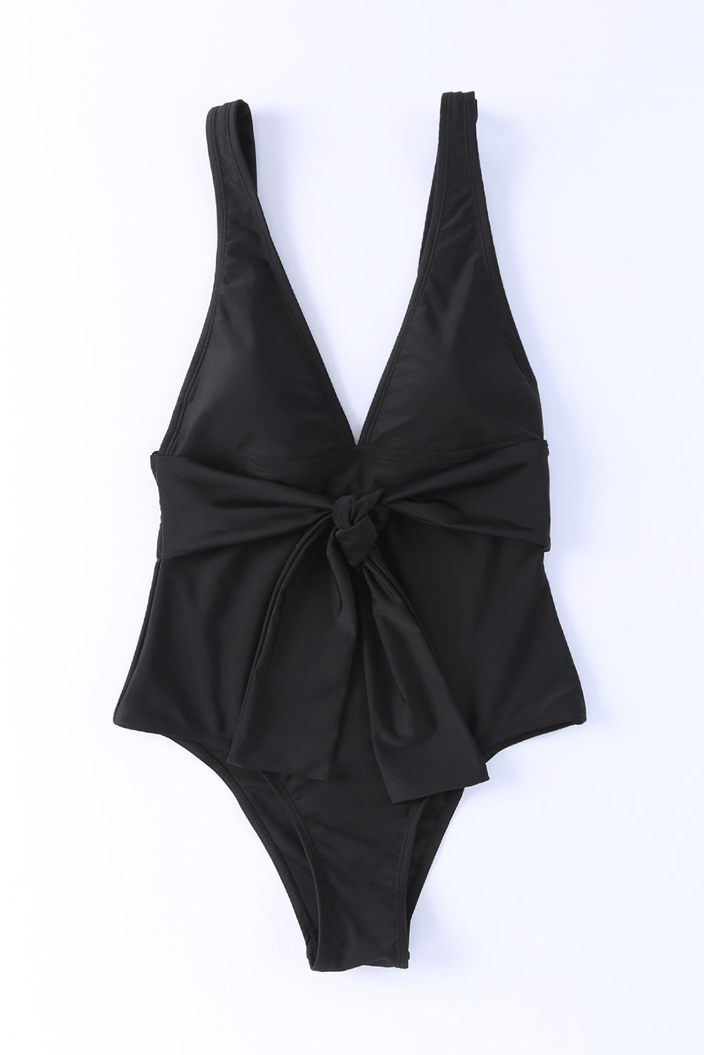 One Piece Deep V-Neck Black Swimsuit