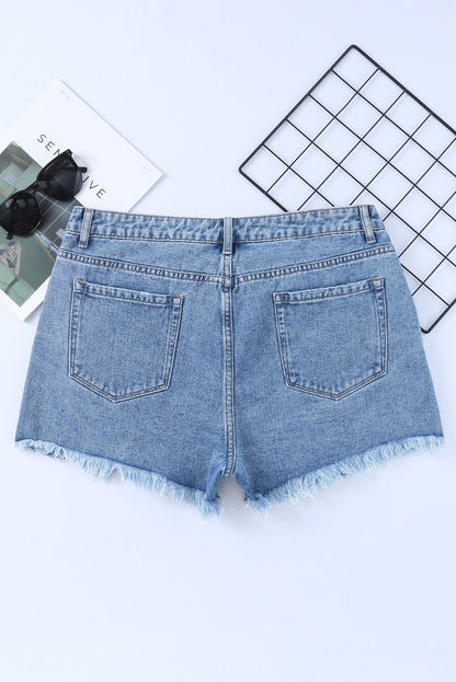 Mid-Rise Factory Distressed Denim Blue Jeans