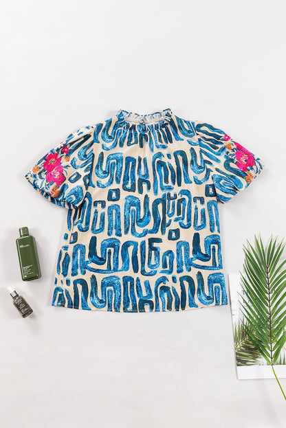 Short Sleeve Abstract Print Top