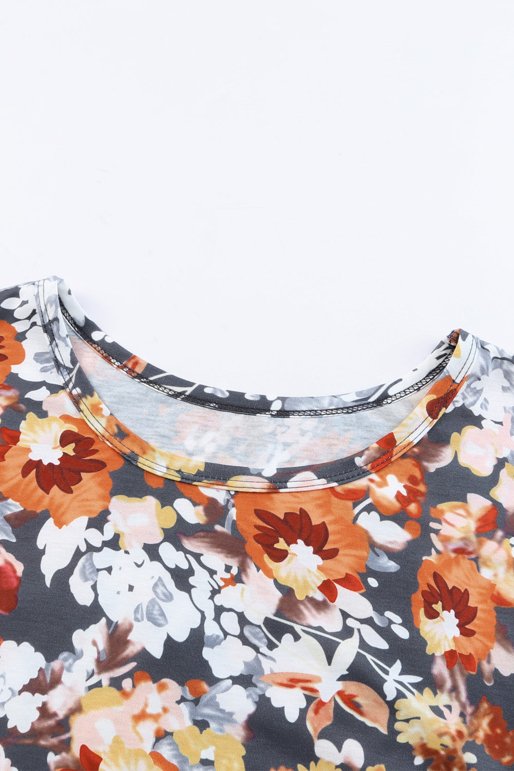 Flutter Sleeve Floral Print Plus Size Top