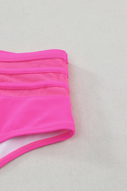 Two-piece High-Cut Pink Scalloped Swimsuit