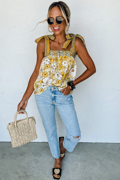 Sleeveless Floral Print Tank Top