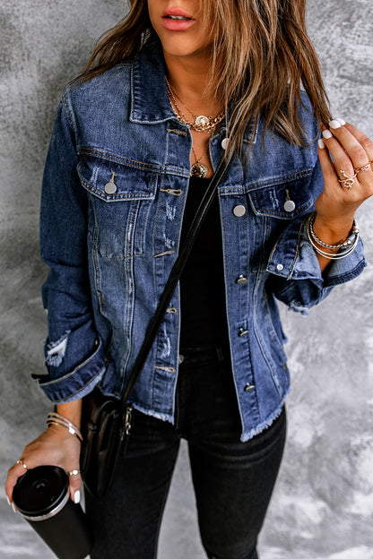 Long Sleeve Button-down Denim Jean Jacket