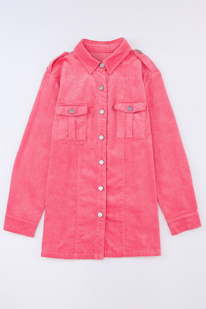 Long Sleeve Button-down Pink Denim Jean Jacket