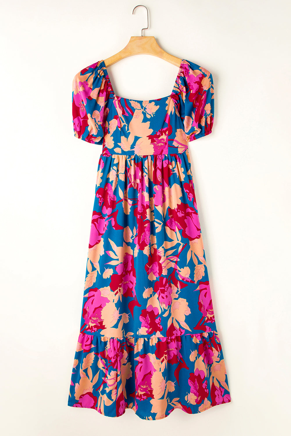 Short Sleeve Floral Print MIDI Dress