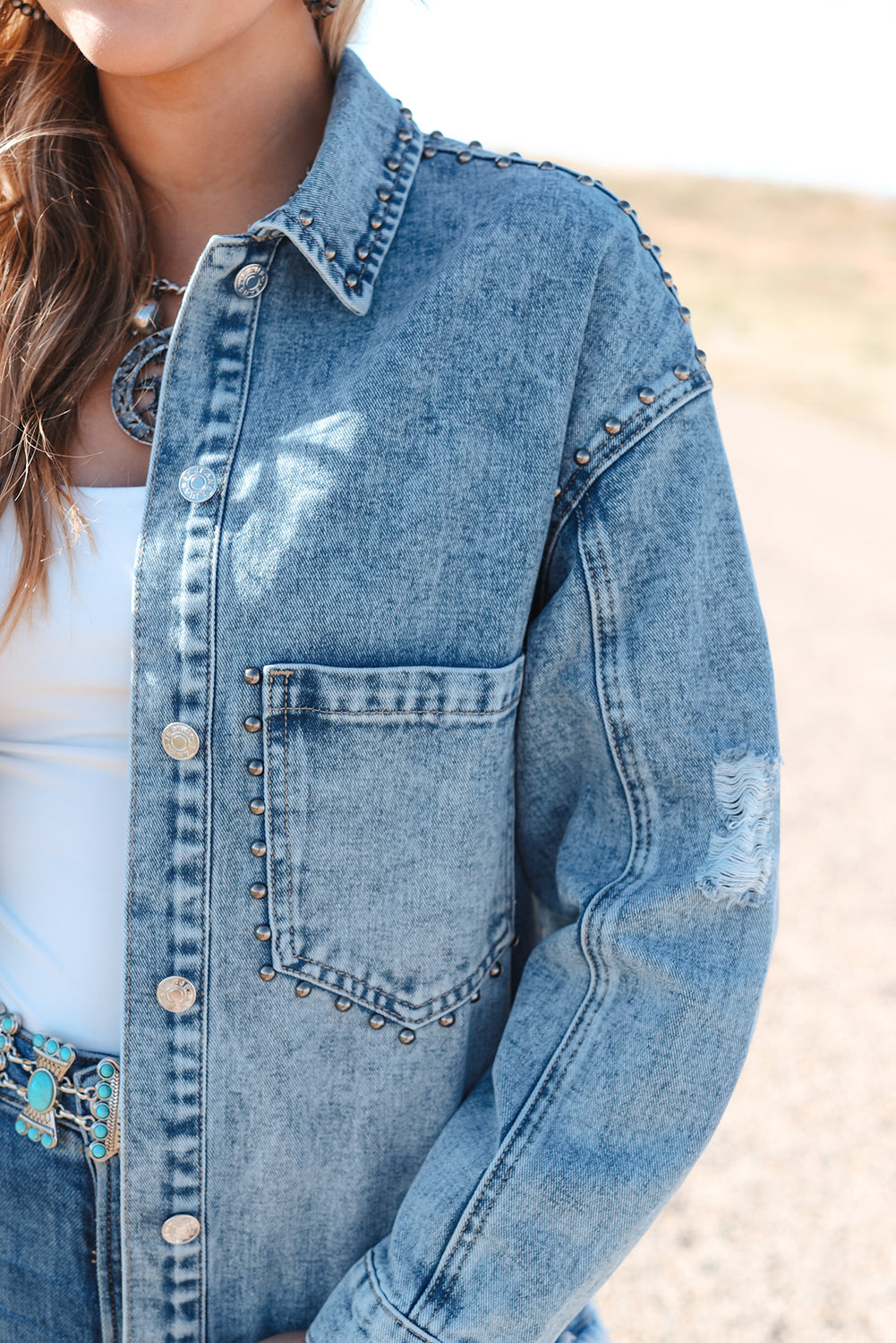 Long Sleeve Button-down Denim Jean Jacket