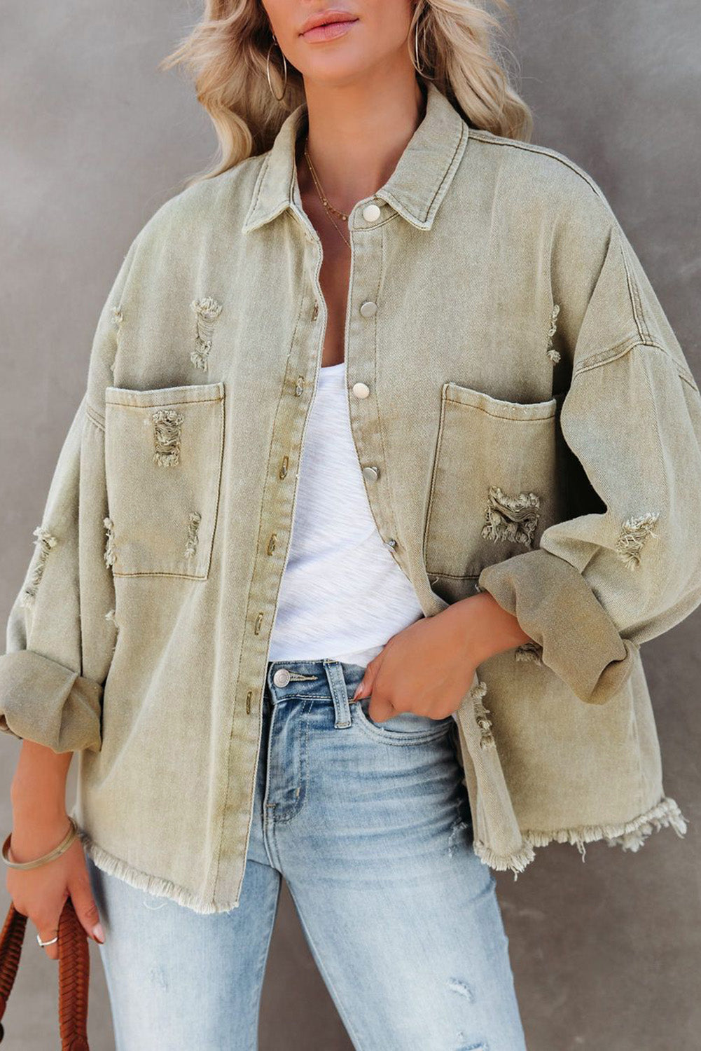 Long Sleeve Button-down Denim Jean Jacket