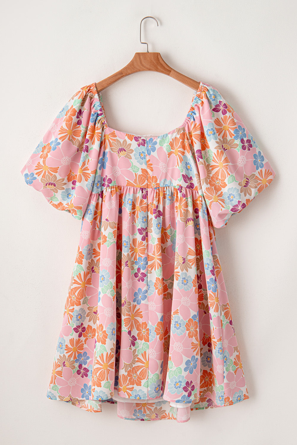 Short Sleeve Floral Print Plus Size Mini Dress