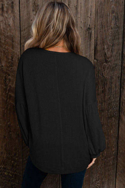 Long Sleeve Crew neck Black Top