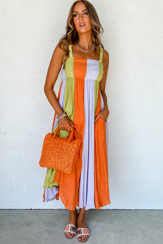 Sleeveless Colorblock Maxi Dress