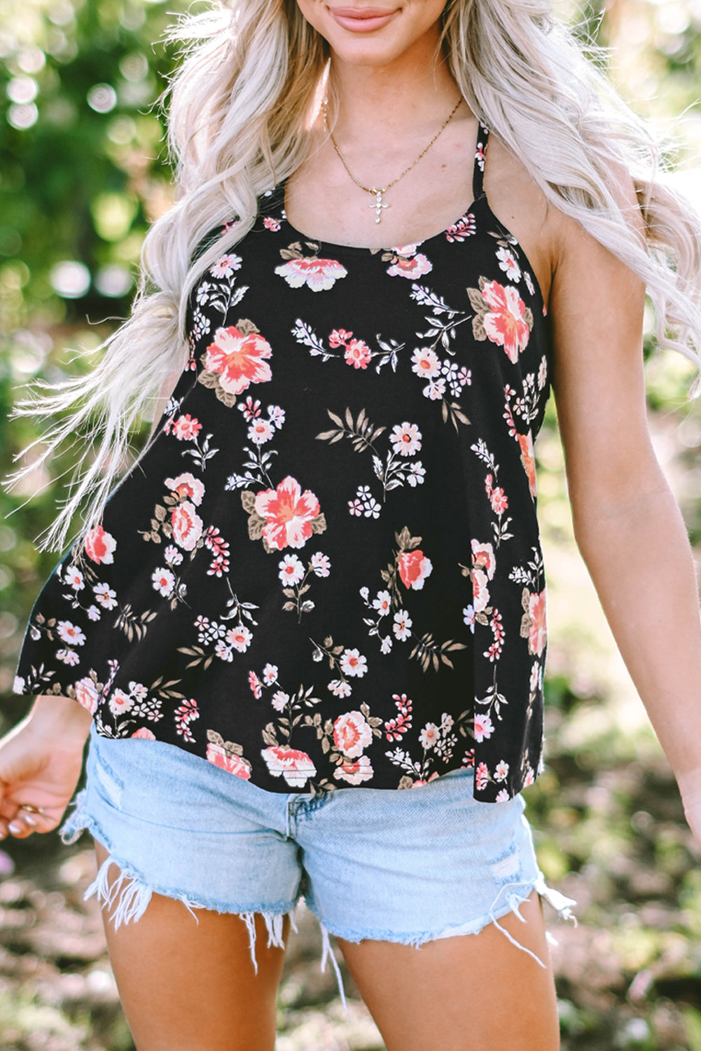 Sleeveless Floral Print Tank Top