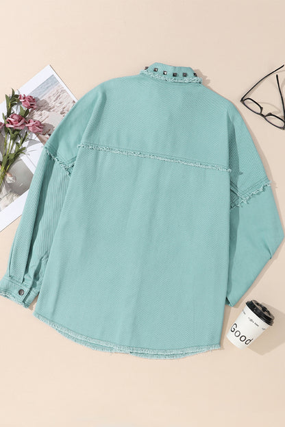 Long Sleeve Snap Front Denim Shirt Jacket