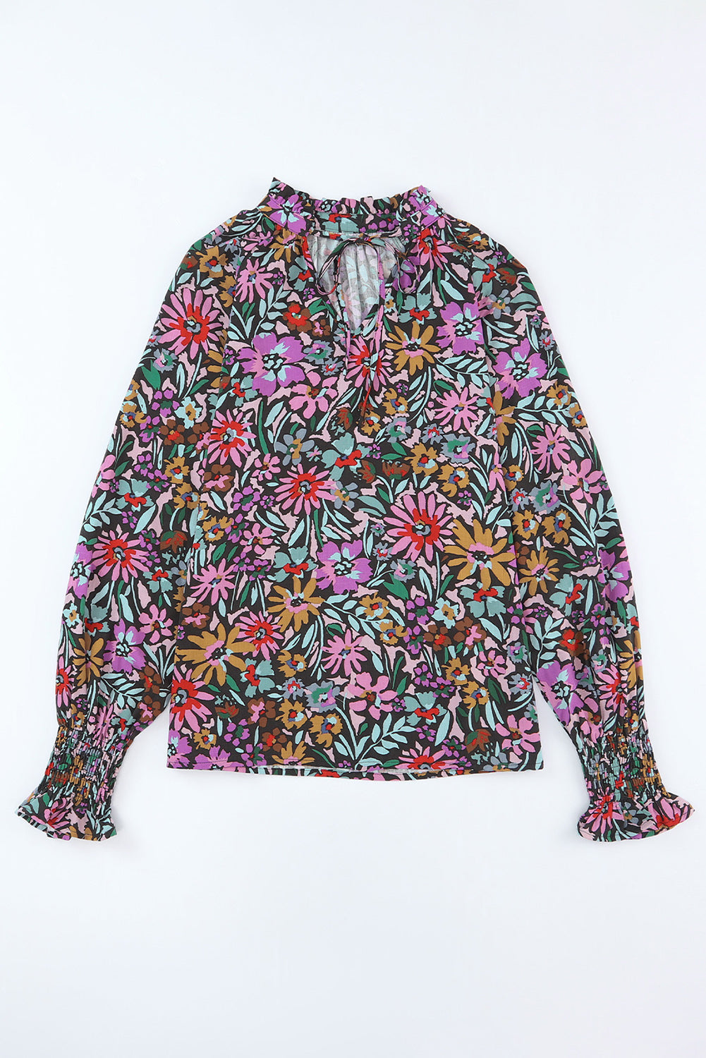 Long Sleeve Floral Print V-neck Top