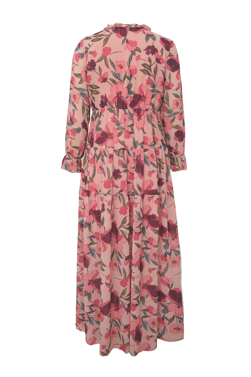 Long Sleeve Floral Print Ruffled Maxi Dress