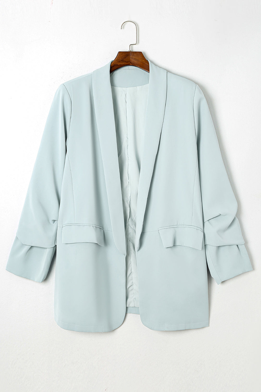 Blue Plus Size Soft Lightweight Pocketed  Blazer