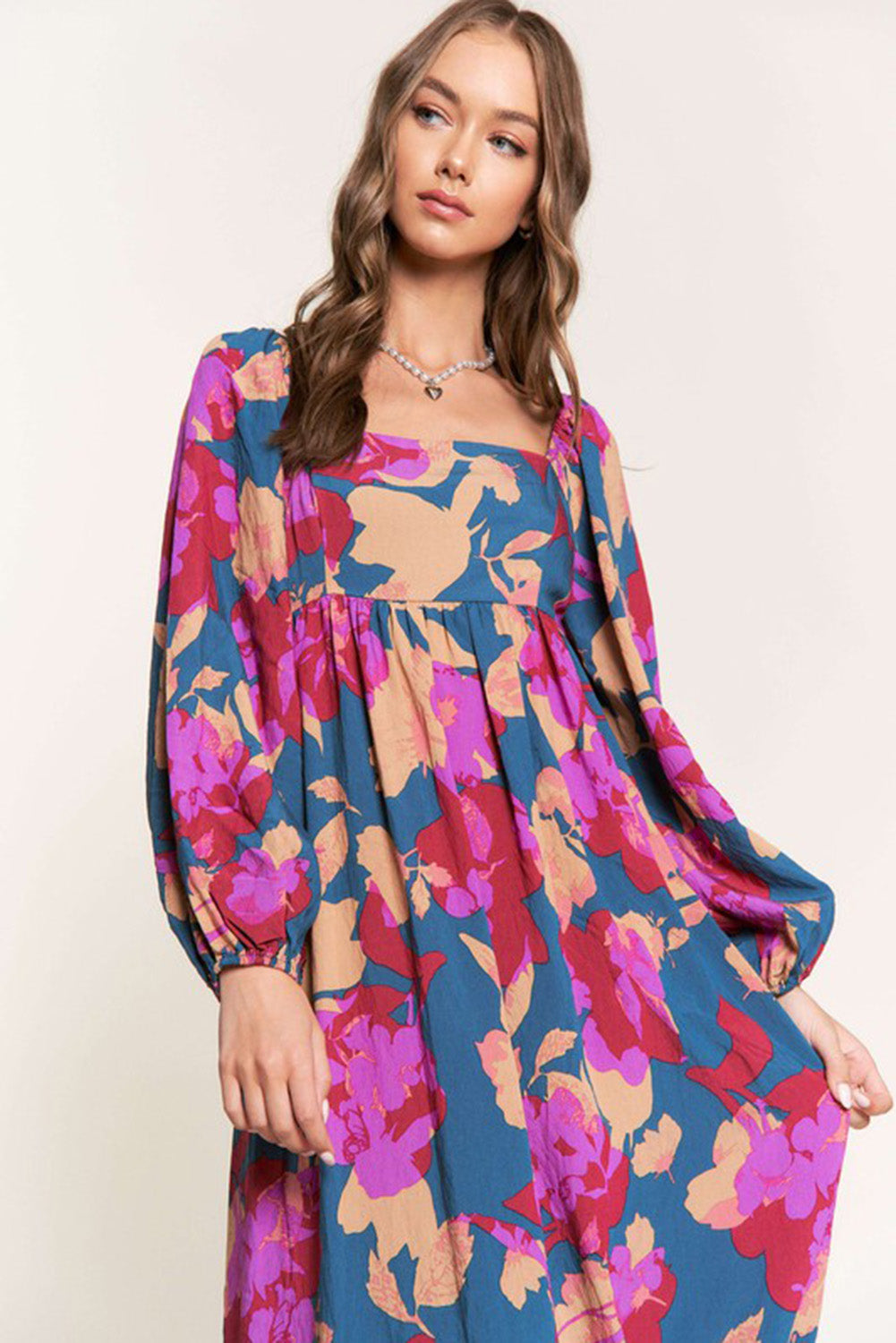 Short Sleeve Floral Print Maxi Dress