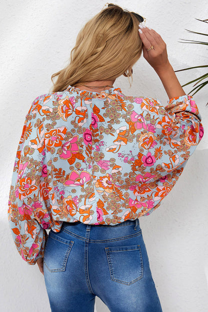 Long Sleeve Oversized Floral Print Blouse