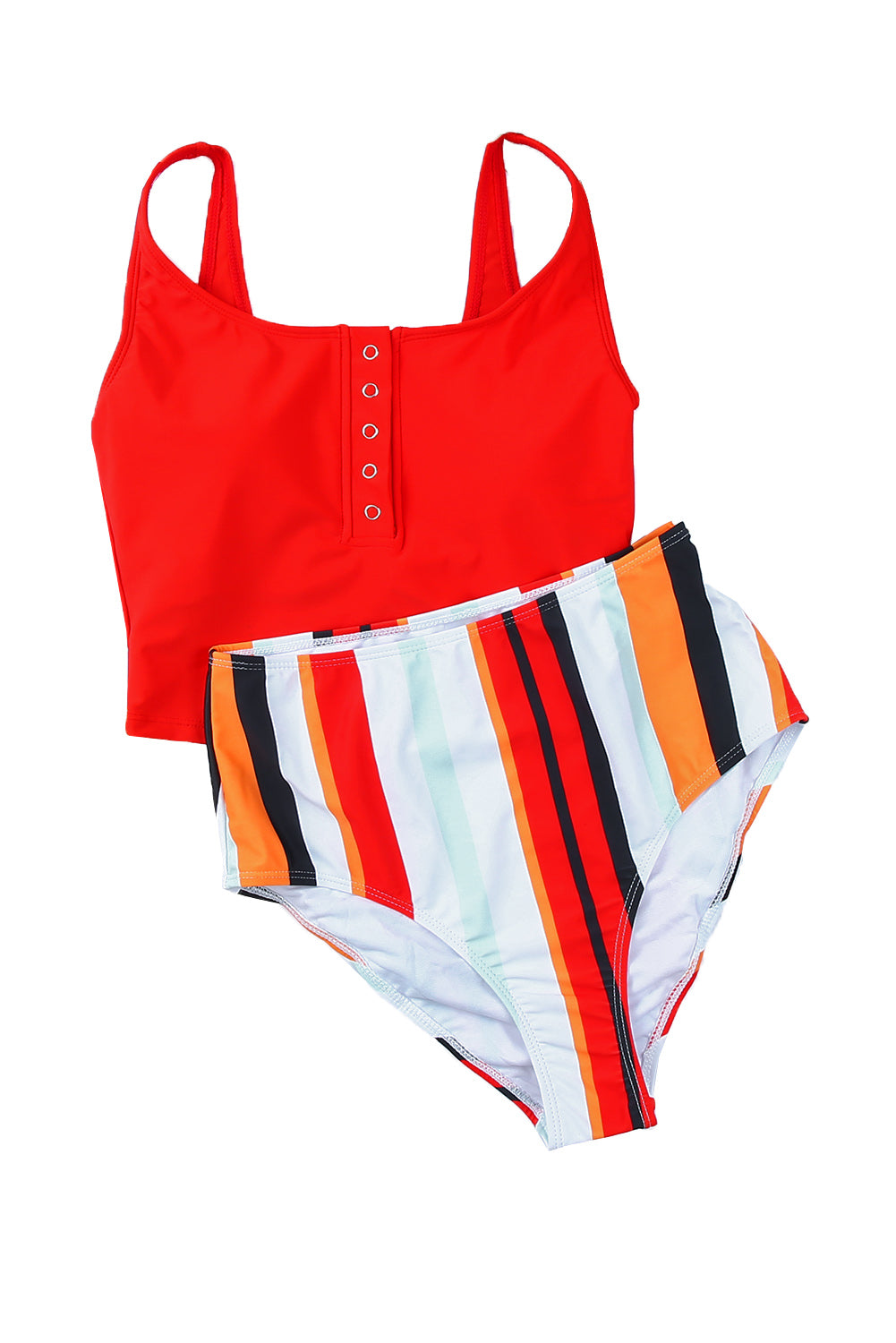 Two-piece Solid Top Tankini Set