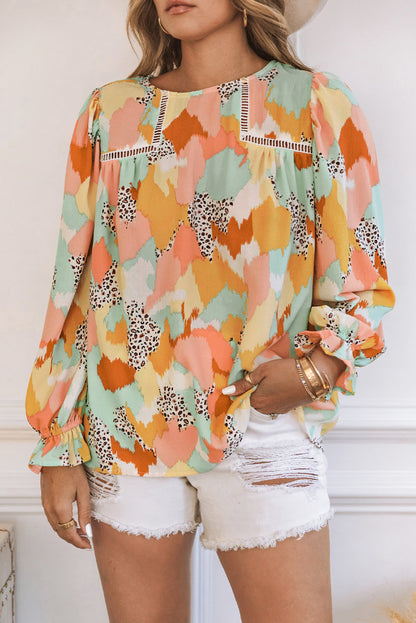 Long Sleeve Abstract Print Top