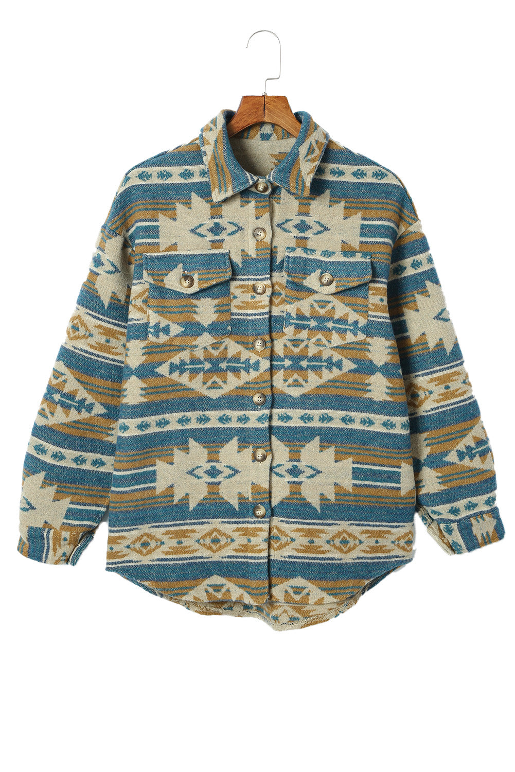 Long Sleeve Southwest Aztec Print Button Down Jacket