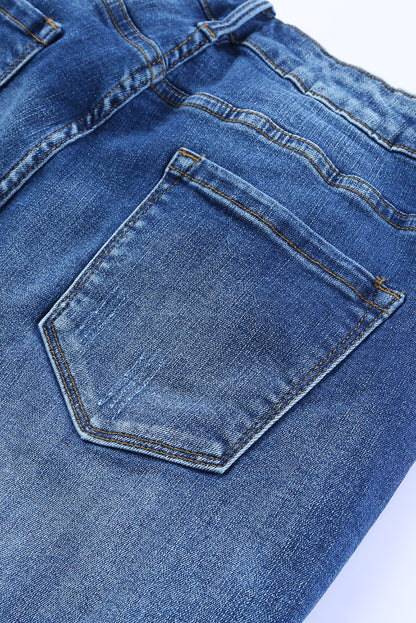 Mid-Rise Distressed Denim Blue Jeans