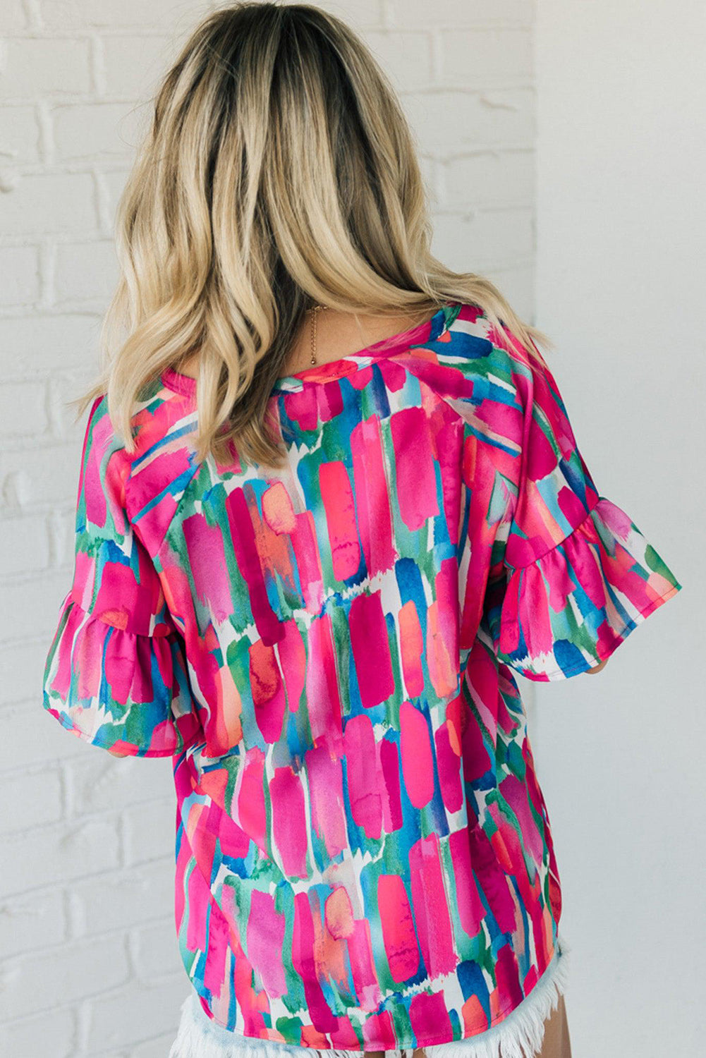 Half Sleeve Button-Down Top