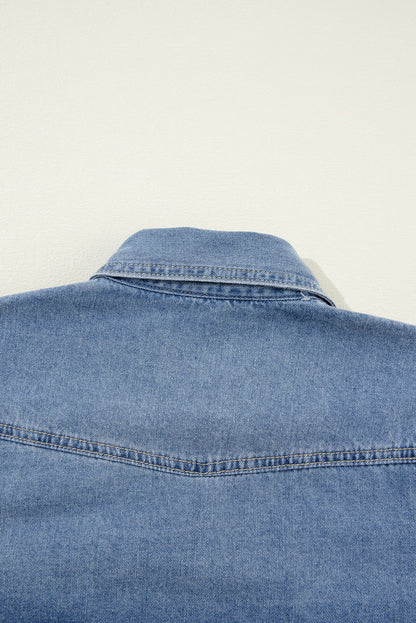 Long Sleeve Button-down Denim Blue Jean Shirt