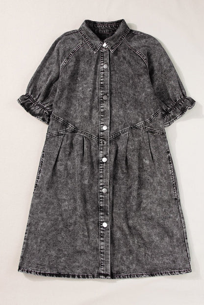 1/2 Sleeve Button-down Denim Jean Dress