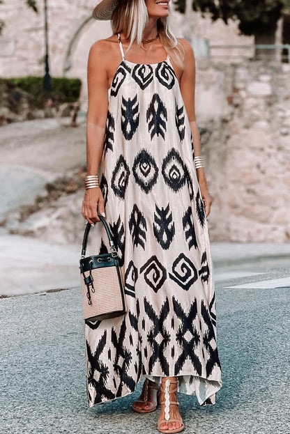 Sleeveless Spaghetti Strap Southwest Print Maxi Dress