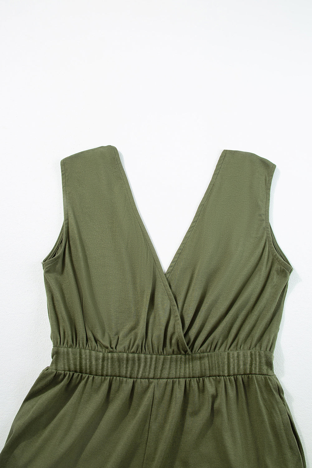 Sleeveless V-neck Wide Leg Pleated Jumpsuit