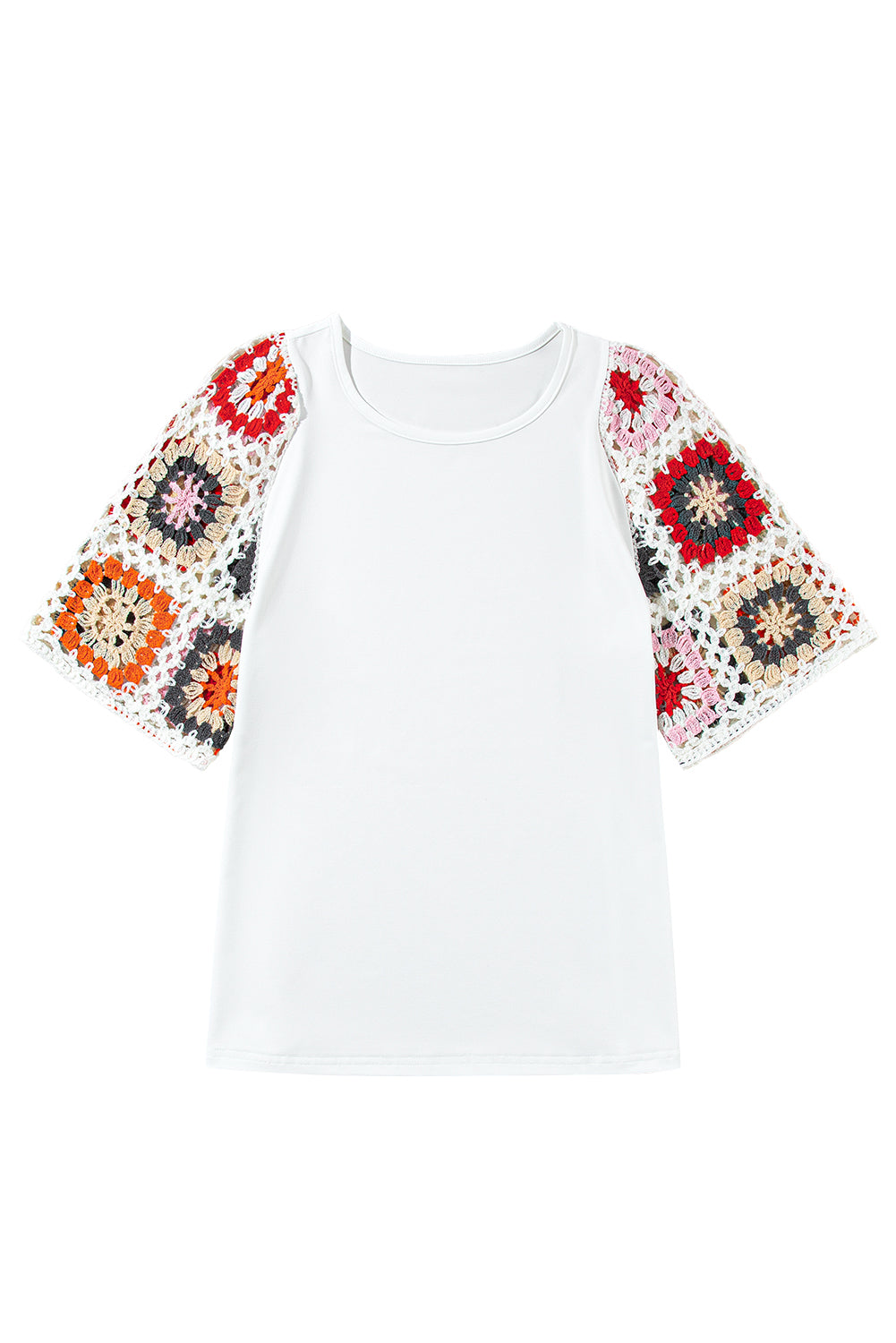 1/2 Sleeve White Top with Crochet Sleeves