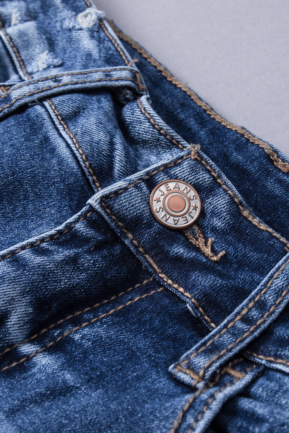 Mid-Rise Factory Distressed Denim Blue Jeans