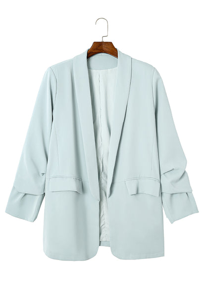 Blue Plus Size Soft Lightweight Pocketed  Blazer