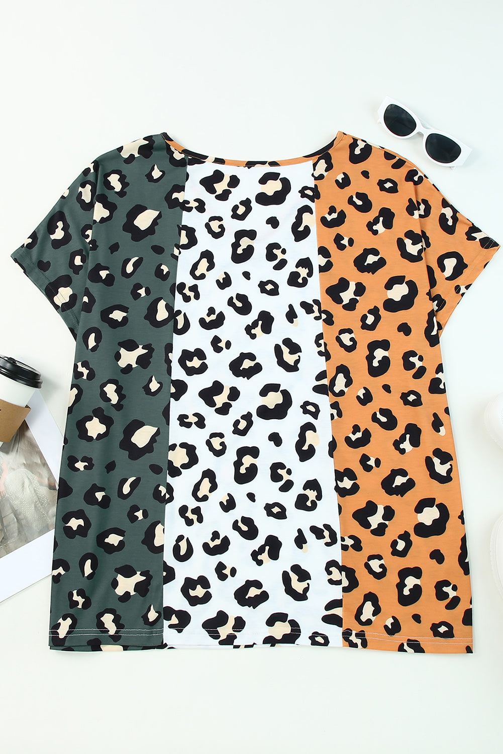 Short Sleeve Leopard Print Plus Size Top