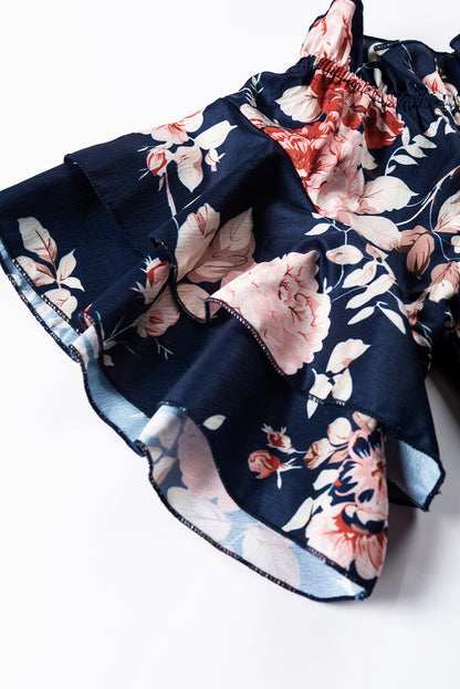 Short Sleeve Off Shoulder Floral Print Blouse