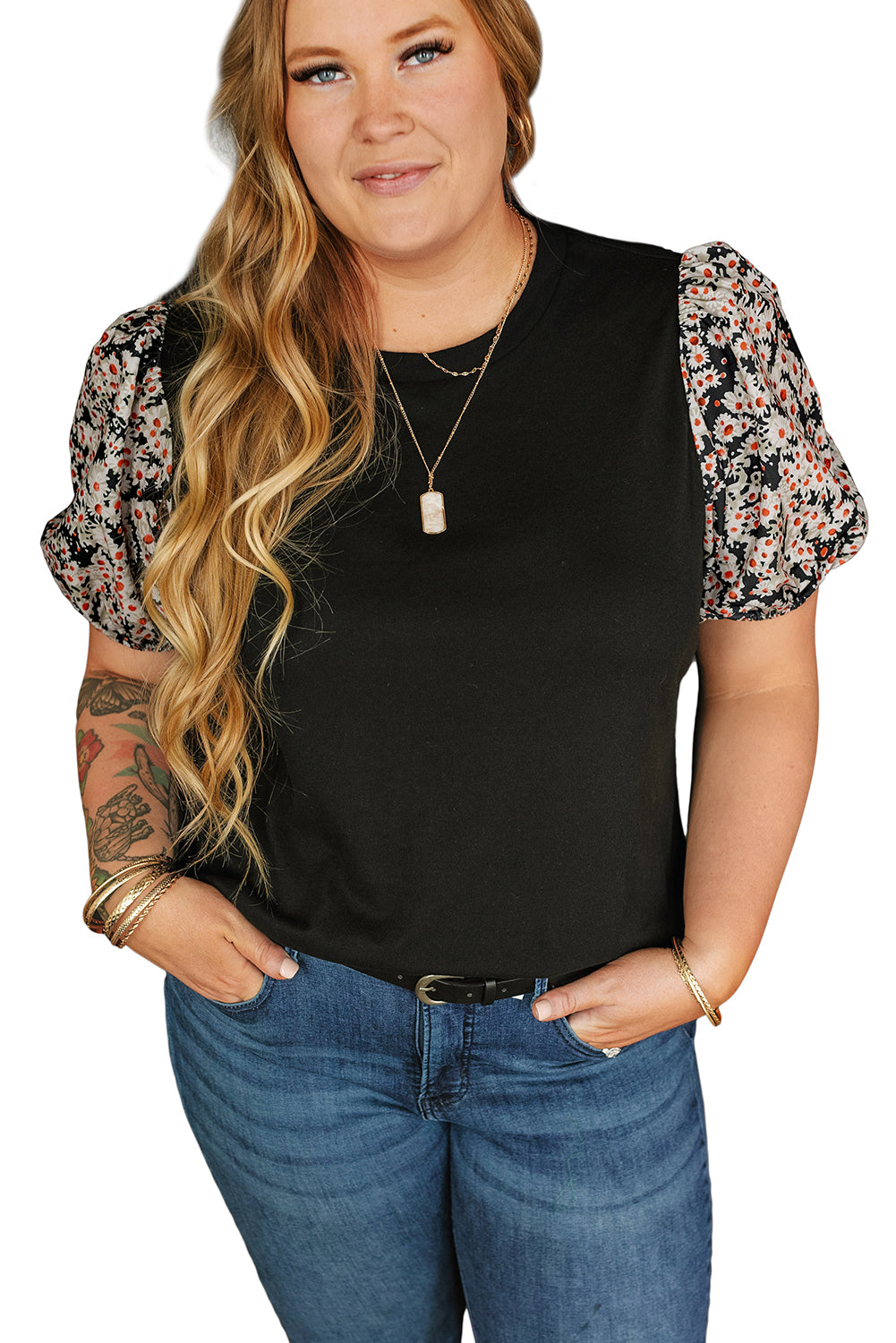 Short Sleeve Black Plus Size Top