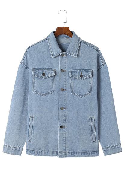 Long Sleeve Button-down Denim Jean Shirt