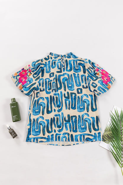 Short Sleeve Abstract Print Top